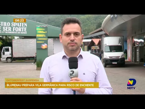 Oktoberfest suspensa: Blumenau prepara Vila Germânica para risco de enchente