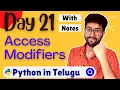 Day 21 Access Modifiers in python Python Course in Telugu Vamsi Bhavani