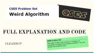 Weird Algorithm CSES Introductory Problems Full Explanation Code