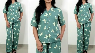 Collar Night Suit Cutting And stitching | Night Dress