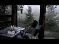 Cozy Candlelit Foggy Mountain Top Porch, Gentle Thundering Rain, Wind Chimes For Relaxing etc..