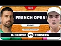 DJOKOVIC vs FONSECA French Open 2026 LIVE Tennis Watchalong