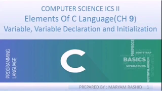 Variable Variable Declaration Initialization in C in Ch Lec Computer Science Class12