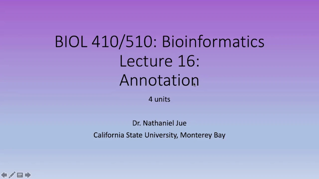 Bioinformatics Lecture 16: Genome Annotation