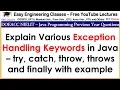 Exception Handling Keywords in Java - DOEACC NIELIT Previous Exam Question Interview Tips