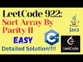 LeetCode 922 Sort Array By Parity II EASY C JAVA Detailed Solution