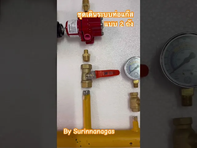 ชุดระบบเดินท่อแก๊ส ท่องานเหล็ก ครบชุด แบบ 2 ถัง