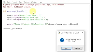 Python program that displays your name age and address
