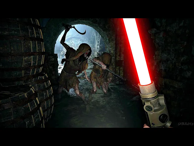 RESIDENT EVIL 8 VILLAGE - Jedi Lightsaber Gameplay (How To Unlock LZ Answerer)