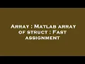 Array Matlab array of struct Fast assignment