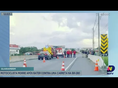 Motociclista morre após bater contra uma carreta na BR-280, em Guaramirim