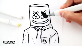 how to draw marshmello step by step dj marshmello drawing tutorial
