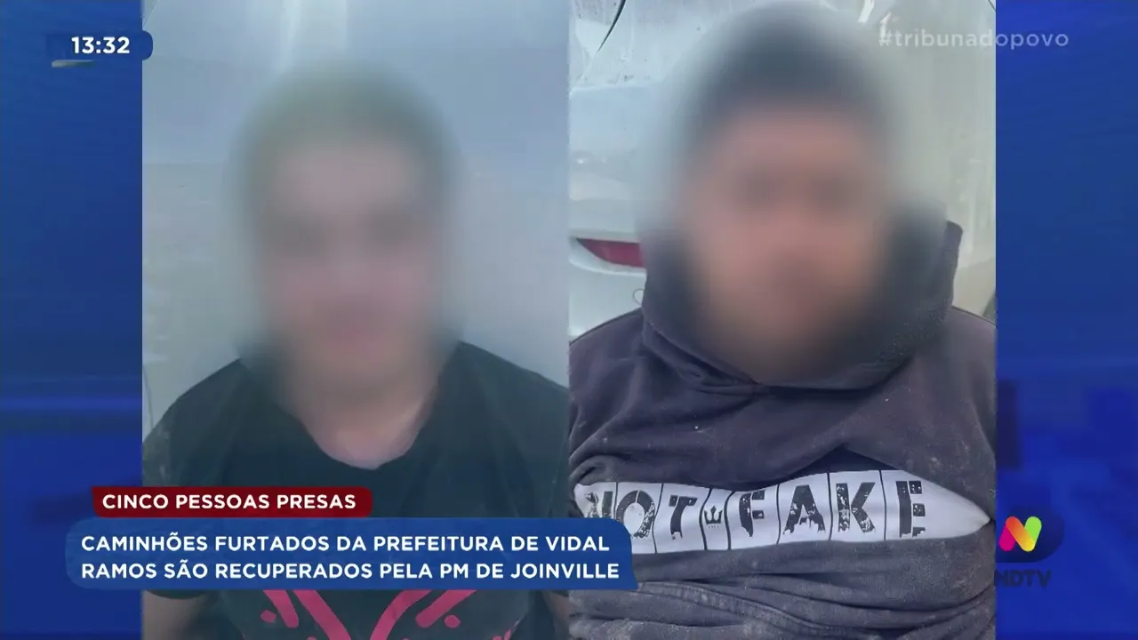 Cinco pessoas presas: caminhões furtados da prefeitura de Vidal Ramos são recuperados pela PM