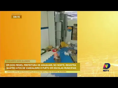 Em dois meses, prefeitura de Araquari registra quatro atos de vandalismo e furto em escolas