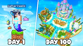 💜 100 Days As a MERMAID in Minecraft ONE BLOCK