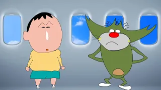 Oggy Jack Shinchan Parody in Plane 😜