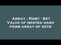 Array Ruby - Set Value of nested hash from array of keys
