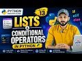 Lists and Conditional Operators Python Master Class Ai Course Lecture 13 taleemkidunya