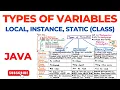 Types of Variables - Local Instance Static Class Java Programming