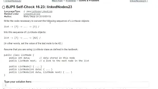 Java Practice-It 16 23 linkedNodes23 ListNodes LinkedLists