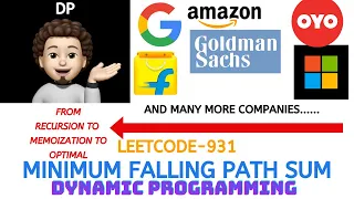 Minimum Falling Path Sum Recursion Memo Bottom Up Leetcode 931