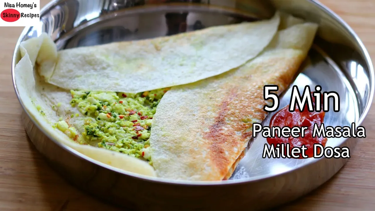 Breakfast In 5 Minutes - No Oil Healthy Weight Loss Paneer Masala Millet Dosa Recipe- Skinny Recipes