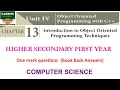 11th computer science chapter 13 Introduction to object oriented programming techniques one mark qu