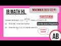 IB Math AA HL Topic 5 - Differential Calculus Limits and L Hopitals 23N 1 AHL TZ2 9