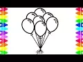 LEARN HOW TO DRAW AND COLOR BALLOONS-Coloring Pages for Kids - Colors for Children Toddlers Baby