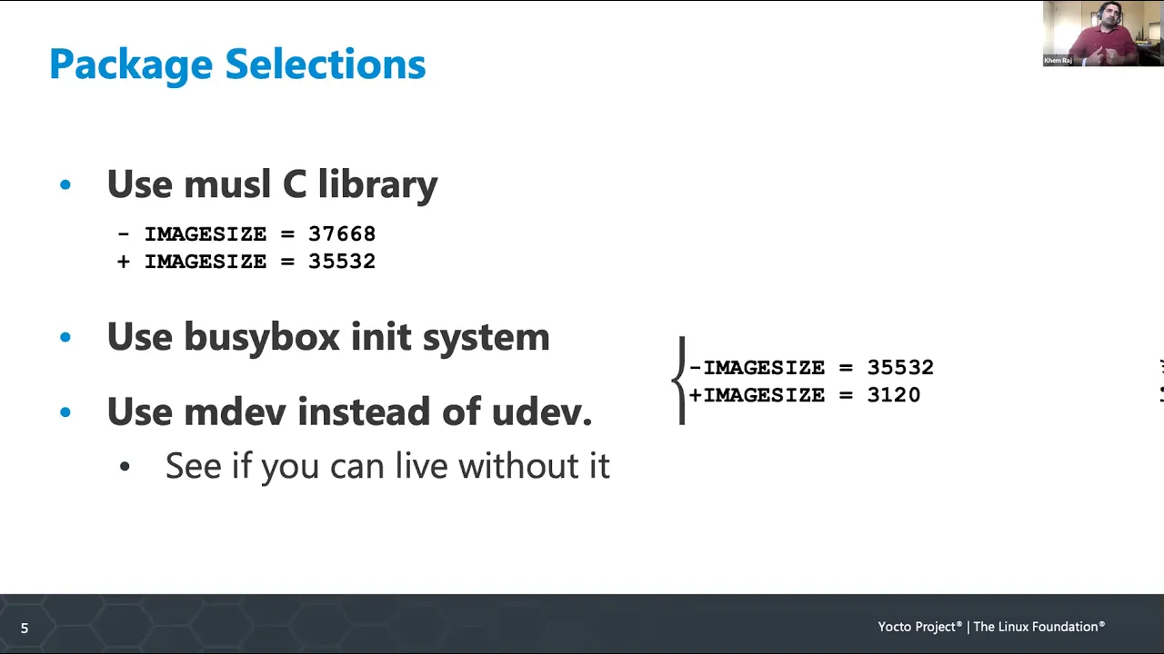 Size reduction technique with Yocto Project by Khem Raj