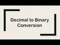 Decimal To Binary Conversion Malayalam