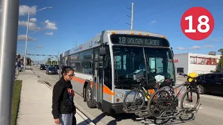 Riding Broward County Transit Bus 18 US 441 Taft St to Golden Glades Park Ride Gillig BRT 40