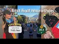 realistic first half marathon as a beginner runner injury update race day vlog