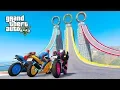 Desafio de MOTOS com Homem Aranha e Super Heróis! Salto Épico sobre Prédios - GTA V Mods