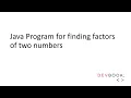 Java Program Tutorial Finding Factors of a Number