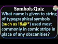 Symbols Quiz Symbols General Knowledge Quiz Tough Symbols GK Quiz