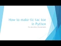 How to make Tic Tac Toe in Pygame