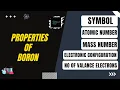Properties of Boron Symbol atomic and mass number electronic configuration valance electrons
