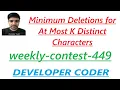 Minimum Deletions for At Most K Distinct Characters Weekly Contest 449 Java Developer Coder
