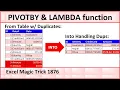 PIVOTBY LAMBDA Functions to Covert Bad Data Into Proper Table When There Are Duplicates EMT 1877