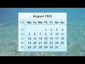 August 1963 Calendar