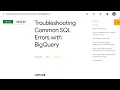 Troubleshooting Common SQL Errors with BigQuery GSP408