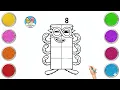 Numberblocks How To Draw Numberblock 8 Drawing Coloring Tutorial For Kids Art Ideas