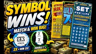 WINNING SYMBOLS Wild 7s Emerald 10s and Set for Life Scratch-Off Lottery Tickets