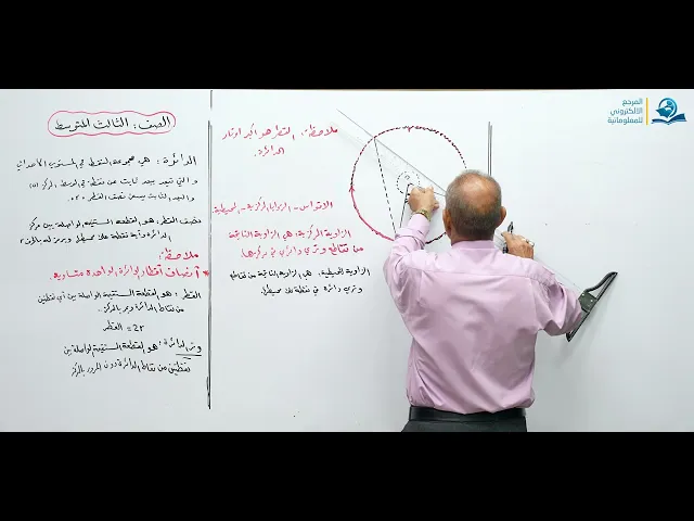 ⁣مادة الرياضيات للصف الثالث المتوسط - موضوع الدائرة
