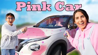 حولنا السيارة ل لون وردي من الداخل و الخارج 