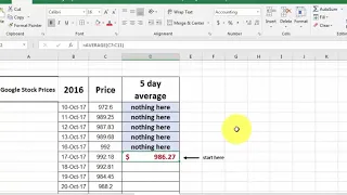 Excel Simple Moving Averages