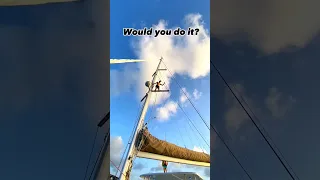 jumping off the spreaders 🫣 #sailing #sailboat #travel #ocean #adventure #teen #viral #boatlife