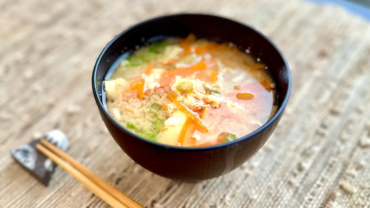Miso Soup with Carrot and Egg - Japanese Cooking 101