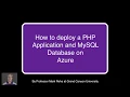 HOWTO - Deploy a PHP Application on Azure